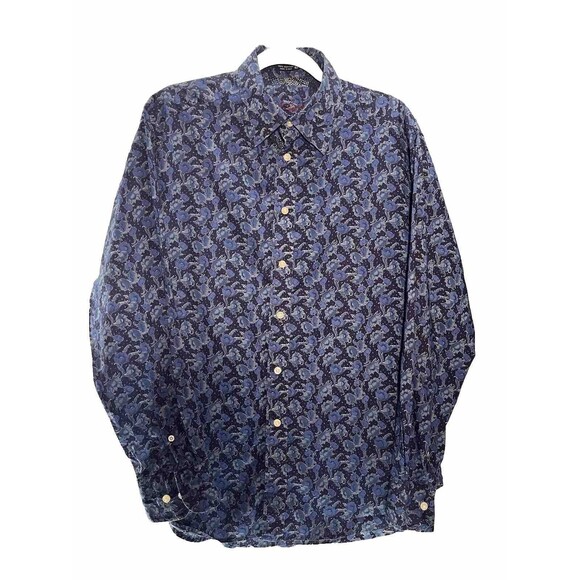 Robert Graham Shirt Mens Large 100% Cotton Long Sleeve Button Up Flip‎ Cuff EUC - Picture 1 of 5